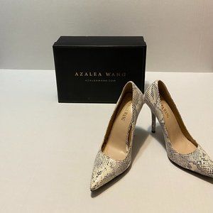 White Snake Print Heels